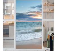 Mer Film Fenetre Anti Regard Plage Film Fenetre Electrostatique Film Anti UV Anti Regard Film Decoratif Adhesif Fenetre pour Maison Bureau Chambre Cuisine Portes 50x120cm