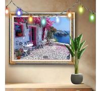 Mer Méditerranée,Fleurs Diamond Painting,5D Peinture Diamant Adulte,Bricolage Strass Point de Croix Cristal Painting pour Débutants,Broderie Diamant Painting pour Murale Décoration 120x90cm 511N-4728