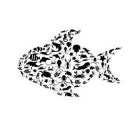 Mer Océan Animaux Gros Poissons Raies Magasin de pêche Style marin Stickers sculptés 64x98.5cm Auto-adhésif Noir