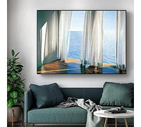 Mer Paysage Décoratif Intérieur Peinture Mur Art Moderne Art Photo pour Salon Décor Nordique Mur Affiches et Impressions 85x120cm(34x47in) Avec Cadre