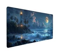 Mer Tapis de Souris Lune Tapis de Souris XXL 800 x 400 mm Mouse Pad Gaming en Caoutchouc Antidérapant et Imperméable Desk Mat pour PC, Ordinateur Portable, Maison, Gamer, Accessoires Bureau g3005