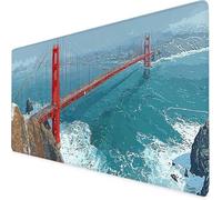 Mer Tapis de Souris XXL 1200 x 600mm Grand Tapis de Souris Pont du Golden Gate Mouse Pad avec Bords Surpiqués et Antidérapant, Accessoires Bureau, pour Ordinateur Portable, Bureau, Cadeaux 4-p8243