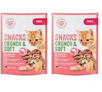 Mera Crunch & Soft - Délicieuses Friandises au Saumon pour Chat - Encas Nutritif Riche en Vitamines et Minéraux - Bouchées Croustillantes avec Cœur Onctueux (200 g) (Lot de 2)