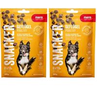 Mera Snacker Volaille (1 x 200 g), sans céréales, friandises Douces pour Chien pour l'entraînement ou comme collation, friandises charnues copieuses pour Tous Les Chiens (Lot de 2)