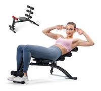 MERACH Machine d'Abdos, Banc de Sit-Up Réglable, Machine d'Abdominaux pour Home Gym pour Taille Abdos Hanches Jambes, Max 136KG, pour Sit-Up/Vélo Aérien/Torsion Abdominale/Relevé de Jambes etc., Noir