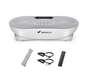 MERACH Plateforme Vibrante pour L'Entraînement Et Le Modelage du Corps, avec 99 Niveaux De Vitesse, Haut-Parleur Bluetooth Intégré, Écran Tactile LED Et Cordons De Traction Élastiques (Blanc)