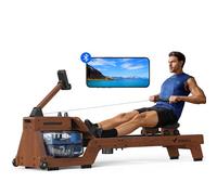 MERACH Rameur d'appartement, Expérience d'aviron Immersive avec Bois d'hévéa et réservoir d'eau de 22 L et APP Exclusive, Moniteur Professionnel et Support de Tablette(R14)