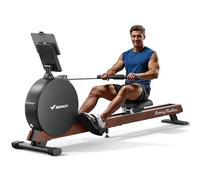 MERACH Rameur Musculation D'appartement, Auto-générateur, résistance magnétique maximale améliorée de 60 kg, réglage Automatique de la résistance, Doubles Rails en Bois, Affichage LED, Professionnel