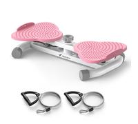 MERACH Twist Waist Board, Twist Disque de Taille avec 2 Élastiques de Résistance, Planche à Torsion Fitness pour l'Entraînement de la Taille＆Hanches, Faible Bruit, 136 KG Max pour Maison, Rose-2465W1