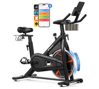 MERACH Vélo d’Appartement avec Résistance Magnétique, Vélo d’Intérieur Silencieux avec Selle à Coussin d’Air Amortissant, Écran LCD, Application Dédiée, Cadre en H Stable, Charge jusqu’à 150KG