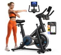 Merach Vélo D’Appartement Biking, Roue D’Inertie 6 Kg, Résistance Mécanique Fluide À Molette, Écran Led, Appli Connectée, Charge 136 Kg Noir