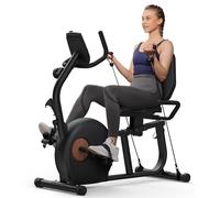 MERACH Velo d'Appartement, Ergomètre pour la Maison avec 8 Niveaux de Résistance Réglables, Connectivité Exclusive par Application, Écran LCD, Capteurs de Fréquence Cardiaque et Dossier Réglable