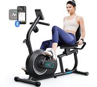 MERACH Vélo d'Appartement, Vélo Couché Magnétique avec 8 Niveaux de Résistance Réglables, Velo de Fitness avec Écran LCD, Poignées de Fréquence Cardiaque, Capacité de Charge de 136 kg