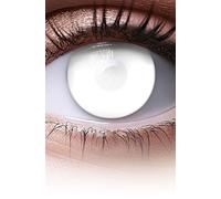 MeralenS Lentilles couleur blanc - Blind White Mentalist Vision réduite (couvre toute la pupille) Halloween, Shrovetide, Carnaval | 1 paire (2 pièces) | sans correction | 0,00 Dioptries