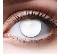 MeralenS Lentilles couleur blanc - Blind White Vision réduite (couvre toute la pupille) Halloween, Shrovetide, Carnaval | 1 paire (2 pièces) | sans correction | 0,00 Dioptries