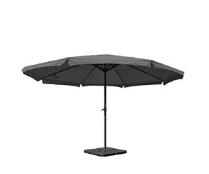 Meran Pro-AM Parasol de marché avec volant Ø 5 m Polyester/Aluminium 28 kg Anthracite Avec pied