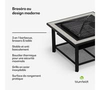 Merano Avanzato brasero 3 en 1 avec fonction barbecue utilisable comme table 87 x 87 cm