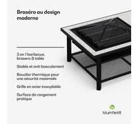 Merano Avanzato L brasero 3 en 1 avec fonction barbecue utilisable comme table 122 x 87 cm
