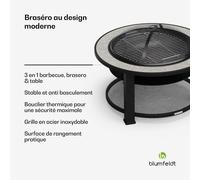 Merano Circolo brasero 3 en 1 avec fonction barbecue utilisable comme table diamètre 87 cm