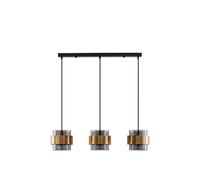 Merano Kelowna 3 Light Bar Plafonnier Fumée Verre Laiton Or Métal LED E27