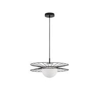 Merano Lakeland Globe Plafonnier suspendu en verre opale sablé noir métal LED E27