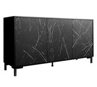 Meranta Commode 3 Portes Buffet Meuble de couloir Multiusage Meuble de couloir Meuble de Commode Meuble de Commode Meuble stand Highboard Buffet Salon (Noir/marbre noir Modèle 150cm)