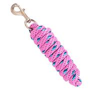 Merauno® Longe pour cheval - Corde à attacher dans différents designs élégants, longe, corde à attacher pour poney, âne, chèvre en tricot avec mousqueton (Rose, mousqueton)