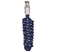 Merauno® Longe pour cheval - Corde de fixation dans différents designs élégants - Laisse de fixation pour poney, âne, chèvre avec crochet de panique - Noir, bleu, or rose, beige (marine, crochet de