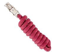 Merauno® Longe pour cheval - Tricot de liaison dans différents designs stylés, laisse de liaison, âne, chèvre avec mousqueton de panique noir, bleu, or rose, beige (bourgogne, crochet de panique).