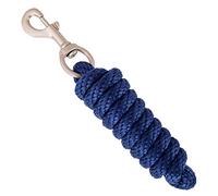 Merauno® Longe pour cheval - Tricot de liaison dans différents designs stylés, laisse de liaison, âne, chèvre long avec mousqueton (bleu marine, mousqueton)