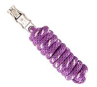 Merauno® Longe pour cheval - Tricot de liaison dans différents designs stylés, laisse de liaison, âne, chèvre avec crochet de panique noir, bleu, or rose beige (violet, crochet de panique).