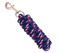 Merauno® Longe pour chevaux, corde à nouer dans différents designs élégants, corde en plomb, poney, âne, chèvre en tricot long avec mousqueton (rouge bleu, mousqueton)