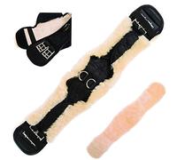 Merauno® Sangle de Contour en Laine d'agneau avec Housse en Peau d'agneau Amovible - Sangle Courte de Dressage en Laine mérinos de qualité - Forme Anatomique concave - Couleur : Naturel, Noir