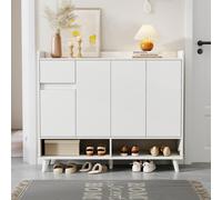 Merax Armoire à chaussures Sideboard avec 1 tiroir, 4 portes et étagère réglable, commode avec beaucoup d'espace de rangement, bahut, , largeur 120cm