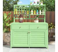 MERAX Armoire à outils de jardin avec étagères & tiroirs, bois Meubles de jardin Abri à outils Armoire de jardin 141.5x44x105cm