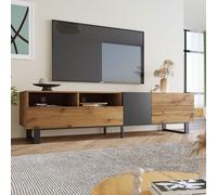 Merax Armoire TV avec étagères, Matt TV Lowboard bois Table TV Lowboard, 50x38x180cm, Chêne