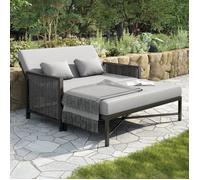 MERAX Bain de Soleil Double Convertible avec Dossier Réglable 5 Positions, Canapé de Jardin 2 Places Gris