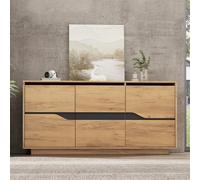 Merax Buffet 140 x 40 x 70 cm - Commode moderne avec 3 portes et séparateurs réglables - Armoire de salon et de cuisine multifonction en couleur bois + noir - Armoire de rangement polyvalente