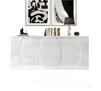 MERAX Buffet Blanc Brillant avec LED 3 Portes Meuble Rangement Moderne pour Salon 150 x 40 x 70 cm