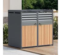 Merax Cache-poubelles 2 avec couvercle à charnière, armoire verrouillable en acier galvanisé, revêtement de poubelles avec ouverture d'aération et lamelles, deux portes