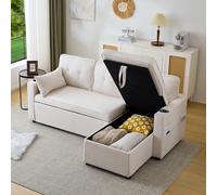 Merax canapé d'angle avec fonction de couchage - lit pratique avec coffre, rangement, porte-gobelet et poches latérales - canapé moderne en L