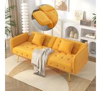 Merax Canapé-lit 2 places avec fonction lit, dossier réglable à 3 niveaux et accoudoirs à 6 niveaux, canapé pliant moderne, mousse haute densité, cadre en bois, peu encombrant, pour salon, housse en