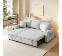 Merax Canapé-lit convertible en forme de L avec espace de rangement - Canapé extensible avec méridienne interchangeable gauche/droite - Beige - Canapé lit multifonction