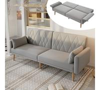 Merax Canapé-lit pliable 3 places avec fonction de couchage, dossier réglable, pieds en bois, canapé pliable 3 places pour salon, chambre à coucher, home cinéma, chambre d'amis, gris