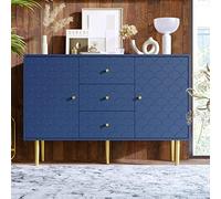Merax Commode à 3 tiroirs et 2 Portes, Commode avec Tiroirs, avec étagère réglable, Buffet avec Beaucoup d'espace de Rangement, pour Chambre à Coucher, Salon, Bureau, Bleu Marine, 120 x 40 x 82 cm