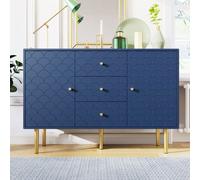 Merax Commode Écaille de poisson Buffet, Plateau réglable, Bleu marine