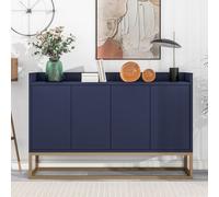 Merax Commode Sideboard avec 4 portes et étagères réglables, cadre métallique doré et fonction Push-to-Open, armoires de salon en bois massif Buffet, 120*30*80 cm