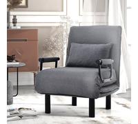 Merax Fauteuil-lit convertible 3 en 1 Canapé-lit pliable Fauteuil TV Fauteuil relax avec dossier réglable et coussins, Canapé-lit Chaise longue en lin, Gris