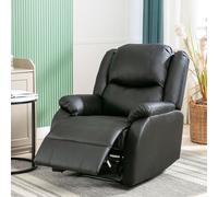 Merax Fauteuil relax réglable Fauteuil de massage avec fonction de couchage en similicuir, Fauteuil TV avec fonction de relaxation, noir