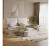 Merax Lit capitonné 180x200 cm hydraulique, lit Double avec sommier à Lattes et tête de lit, lit Fonctionnel Moderne, avec Cadre Solide et Design élégant, Tissu Chenille (sans Matelas)